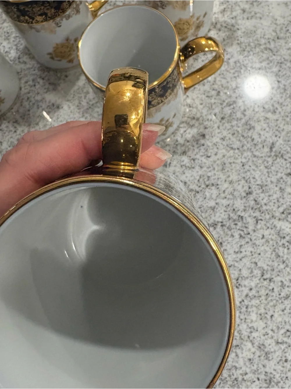Haas & Czjzek Original Cobalt blue gold ornate Porcelain mugs lot of 5 vintage